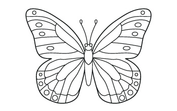 A coloring page of a butterfly design for older children.