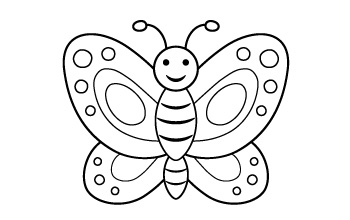 A coloring page of a butterfly designed for beginners. 