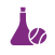 A flask and tennis ball to represent all the different areas of science.